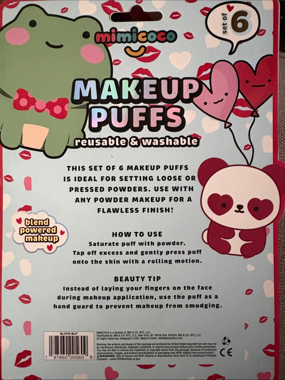 mimicoco Cute Cat & Drop Makeup Puffs - Blue & Pink - Picture 5 of 5